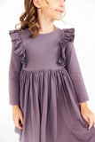 Vintage Violet L/S Ruffle Twirl Dress - Aaria Tees Aaria Tees