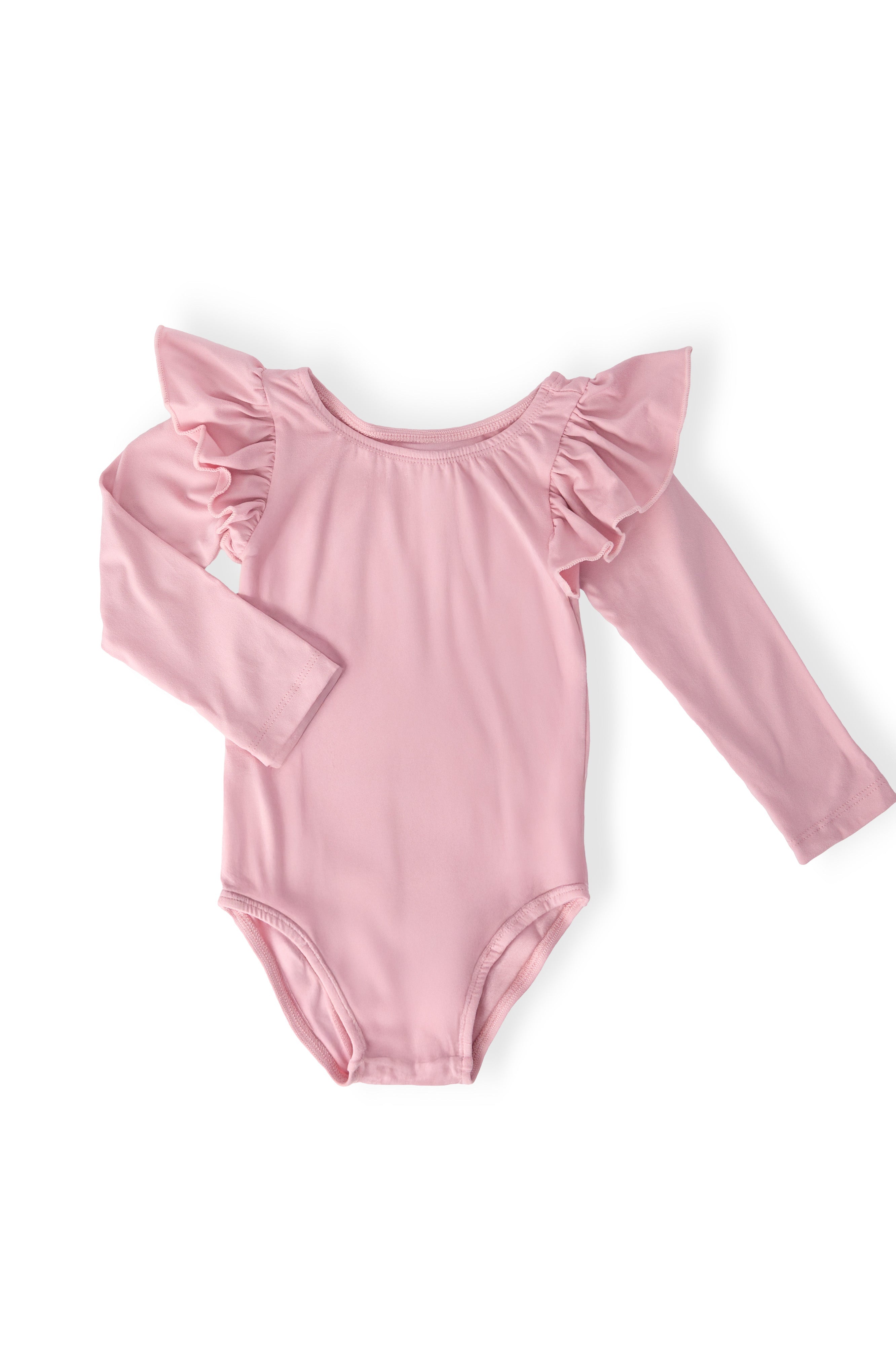 Vintage Pink L/S Flutter Sleeve Leotard - Aaria Tees Aaria Tees