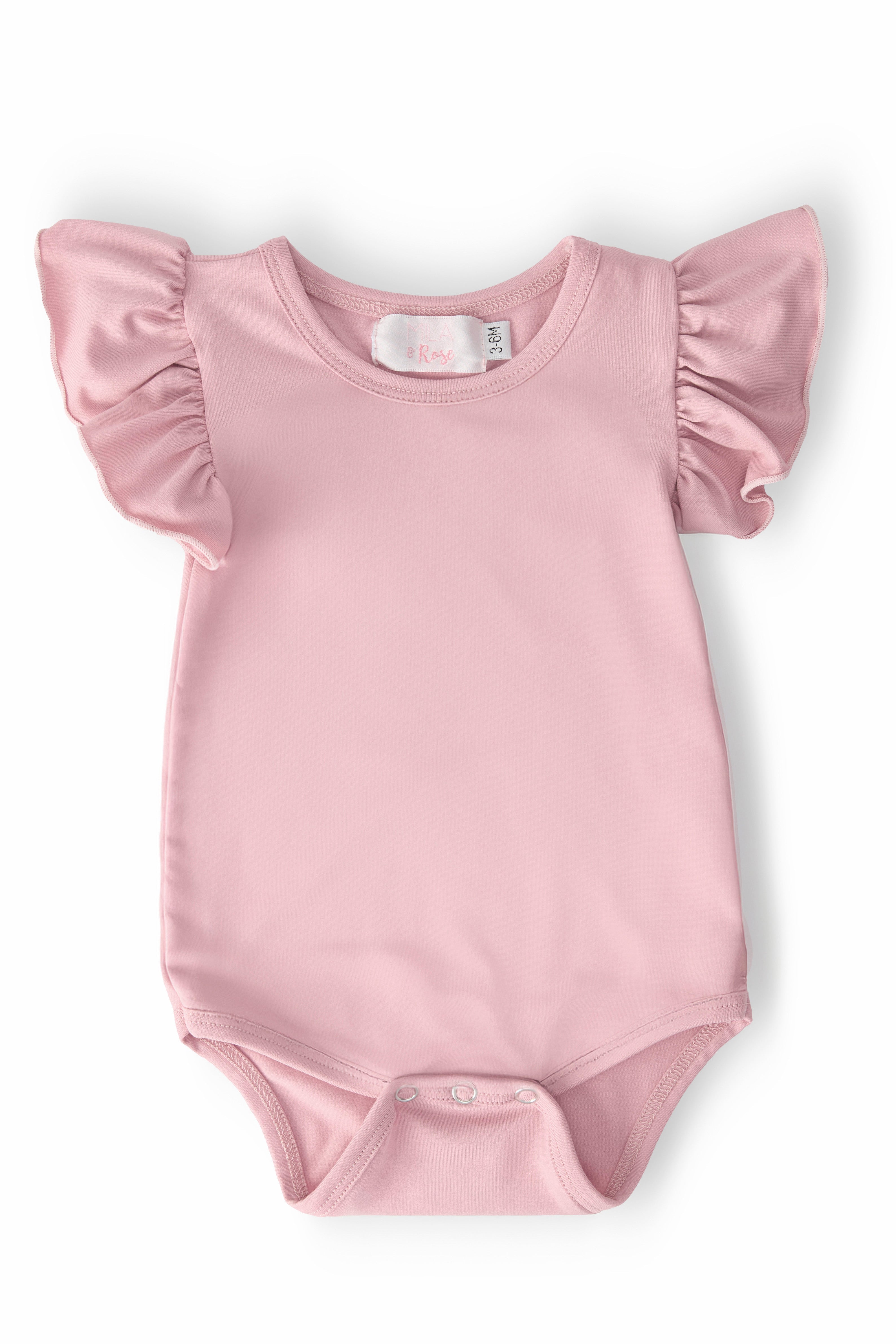 Vintage Pink S/S Flutter Bodysuit - Aaria Tees Aaria Tees