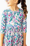 Vivid Garden 3/4 Sleeve Pocket Twirl Dress - Aaria Tees Aaria Tees