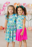 Watercolor Butterflies Flutter Sleeve Twirl Dress - Aaria Tees Aaria Tees