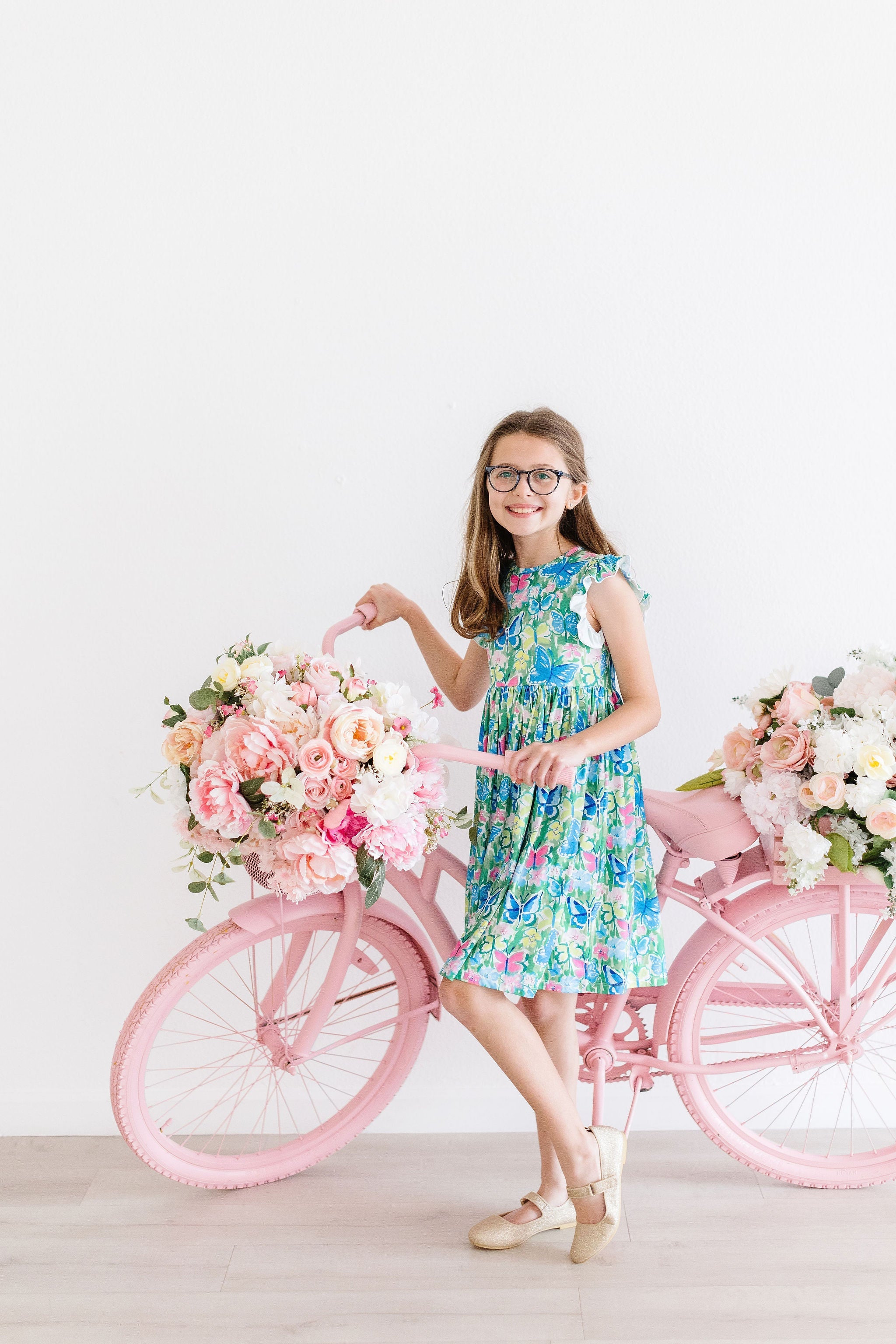Watercolor Butterflies Flutter Sleeve Twirl Dress - Aaria Tees Aaria Tees