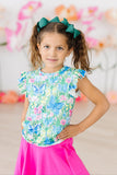 Watercolor Butterflies S/S Ruffle Tee - Aaria Tees Aaria Tees