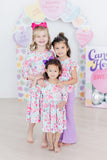 Watercolor Hearts 3/4 Sleeve Pocket Twirl Dress - Aaria Tees Aaria Tees