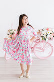 Watercolor Hearts 3/4 Sleeve Pocket Twirl Dress - Aaria Tees Aaria Tees