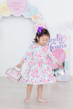 Watercolor Hearts 3/4 Sleeve Pocket Twirl Dress - Aaria Tees Aaria Tees