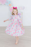 Watercolor Hearts 3/4 Sleeve Pocket Twirl Dress - Aaria Tees Aaria Tees
