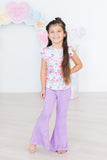 Watercolor Hearts S/S Ruffle Tee - Aaria Tees Aaria Tees