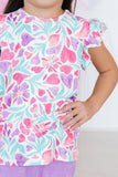 Watercolor Hearts S/S Ruffle Tee - Aaria Tees Aaria Tees