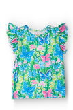 Watercolor Butterflies S/S Ruffle Tee - Aaria Tees Aaria Tees