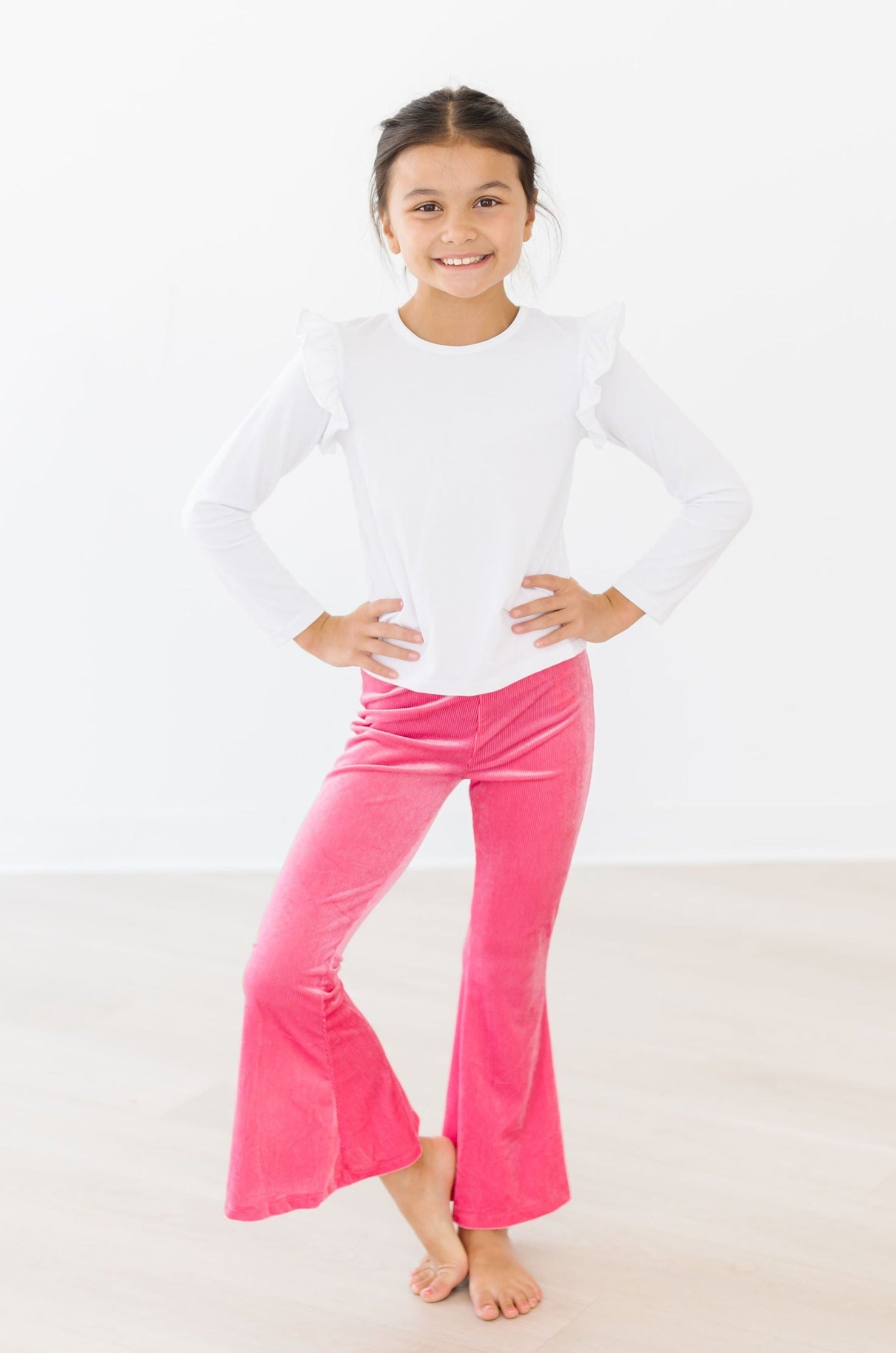 Watermelon Pink Ribbed Velvet Bells - Aaria Tees Aaria Tees