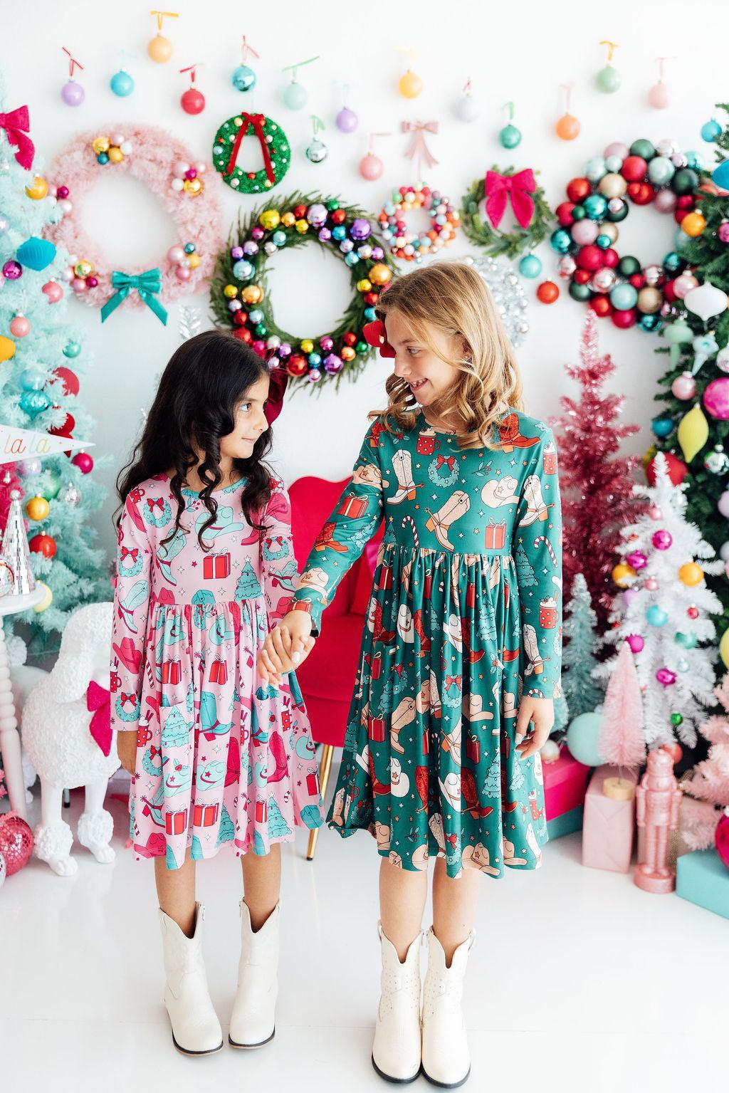 Western Wonderland L/S Pocket Twirl Dress - Aaria Tees Aaria Tees