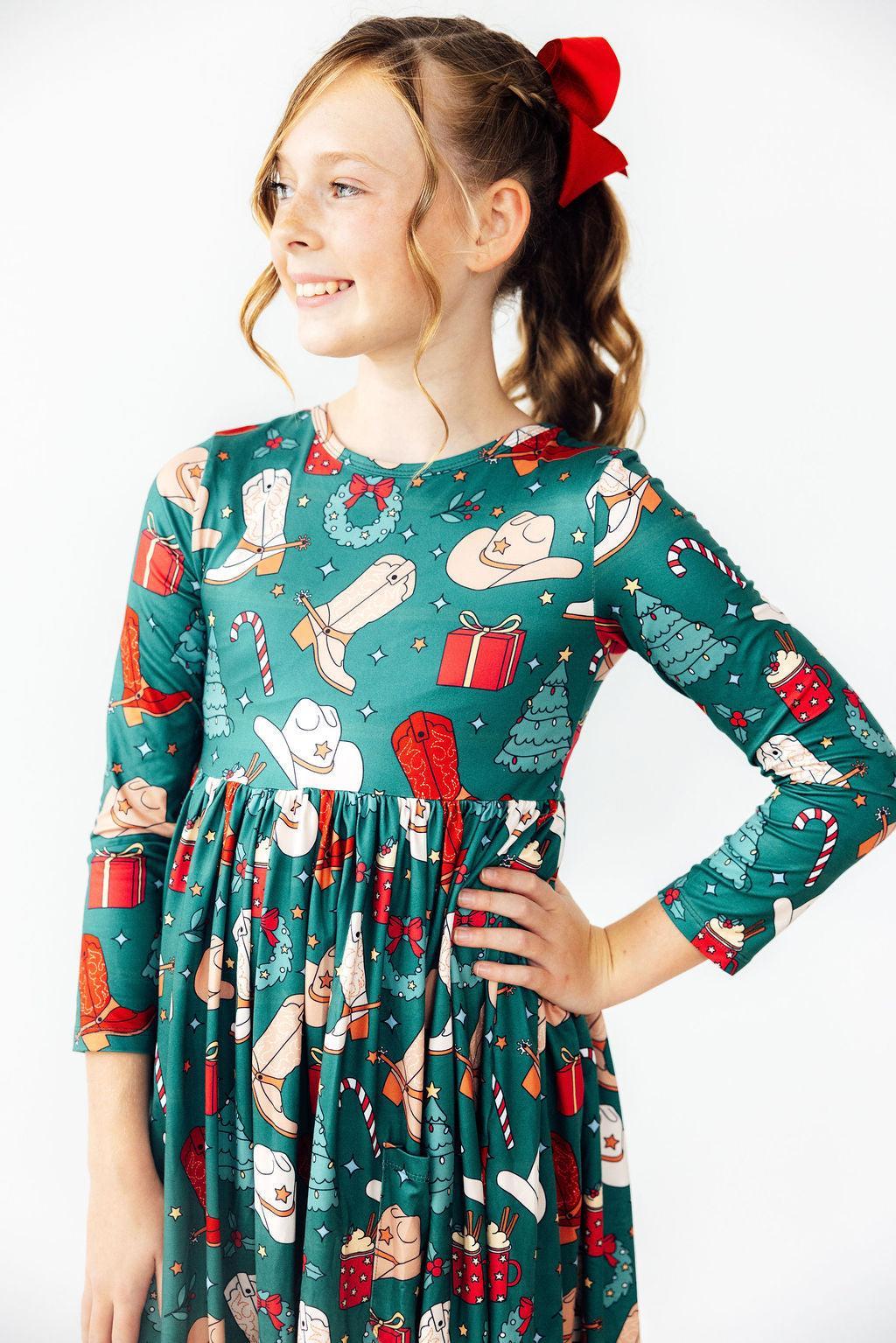 Western Wonderland L/S Pocket Twirl Dress - Aaria Tees Aaria Tees