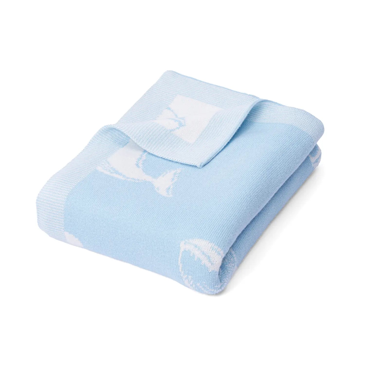 Whale Jacquard Knit Baby Blanket - Aaria Tees Aaria Tees