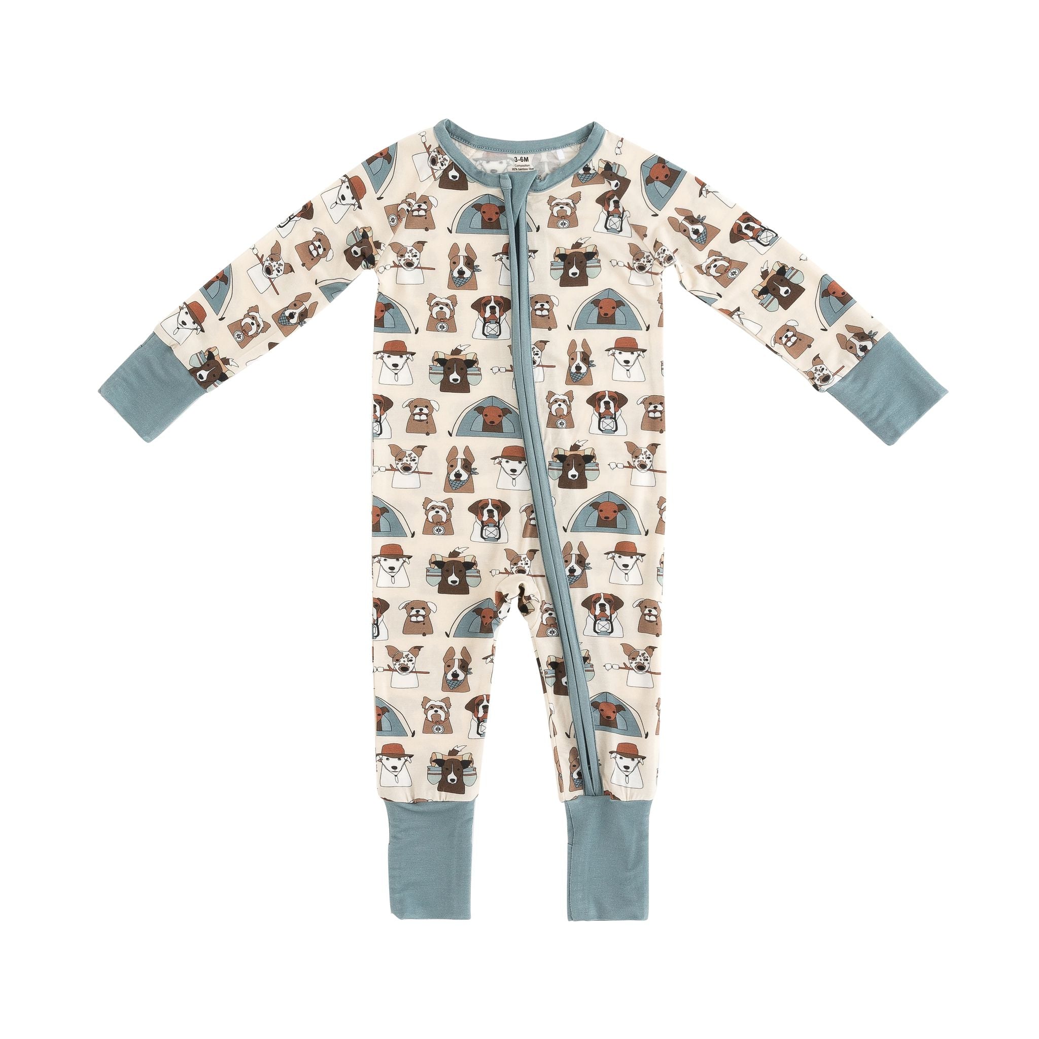 Camp Paws (Convertible Zip Footies) - Blue - Aaria Tees Aaria Tees