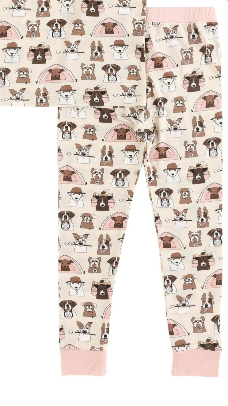 Camp Paws (Short Sleeve PJ) - Pink - Aaria Tees Aaria Tees