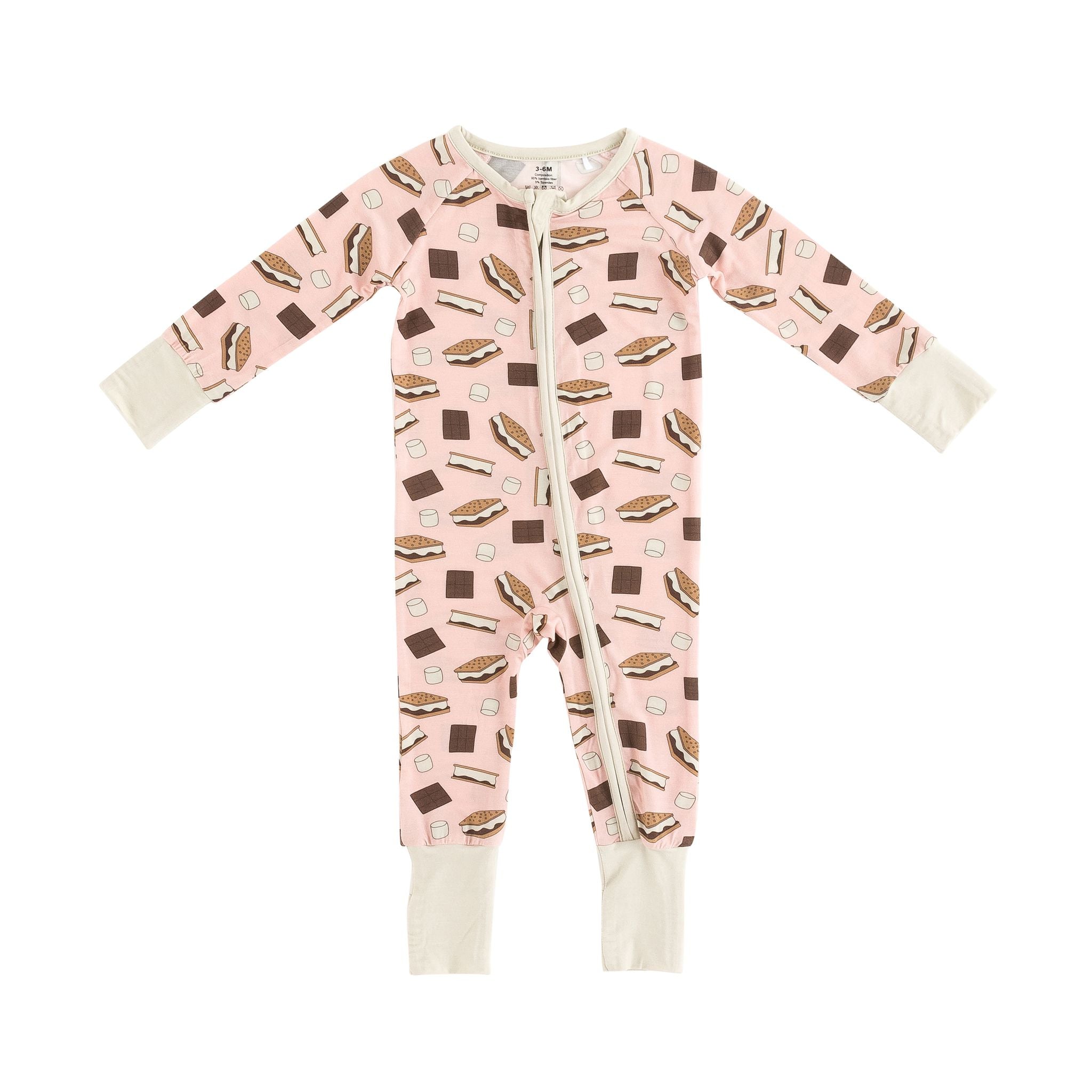 S'more to Love (Convertible Zip Footies) - Pink - Aaria Tees Aaria Tees