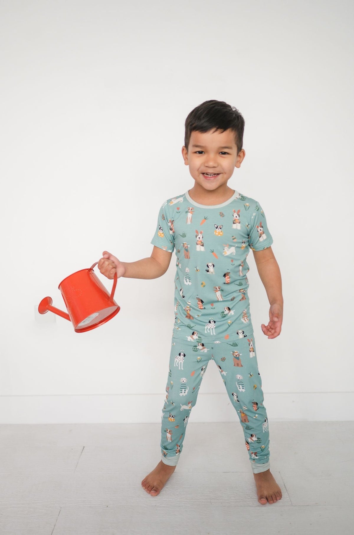 Puppy Egg Hunt (Short Sleeve PJ) - Aquamarine - Aaria Tees