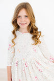 SALE Whimsical Wildflowers 3/4 Sleeve Pocket Twirl Dress - Aaria Tees Aaria Tees