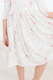 SALE Whimsical Wildflowers 3/4 Sleeve Pocket Twirl Dress - Aaria Tees Aaria Tees