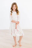 SALE Whimsical Wildflowers 3/4 Sleeve Pocket Twirl Dress - Aaria Tees Aaria Tees
