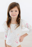 Whimsical Wildflowers L/S Flutter Sleeve Leotard - Aaria Tees Aaria Tees