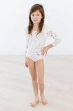 Whimsical Wildflowers L/S Flutter Sleeve Leotard - Aaria Tees Aaria Tees