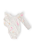 Whimsical Wildflowers L/S Flutter Sleeve Leotard - Aaria Tees Aaria Tees