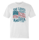 She Loves Jesus And America Too (Front) Aaria Tees