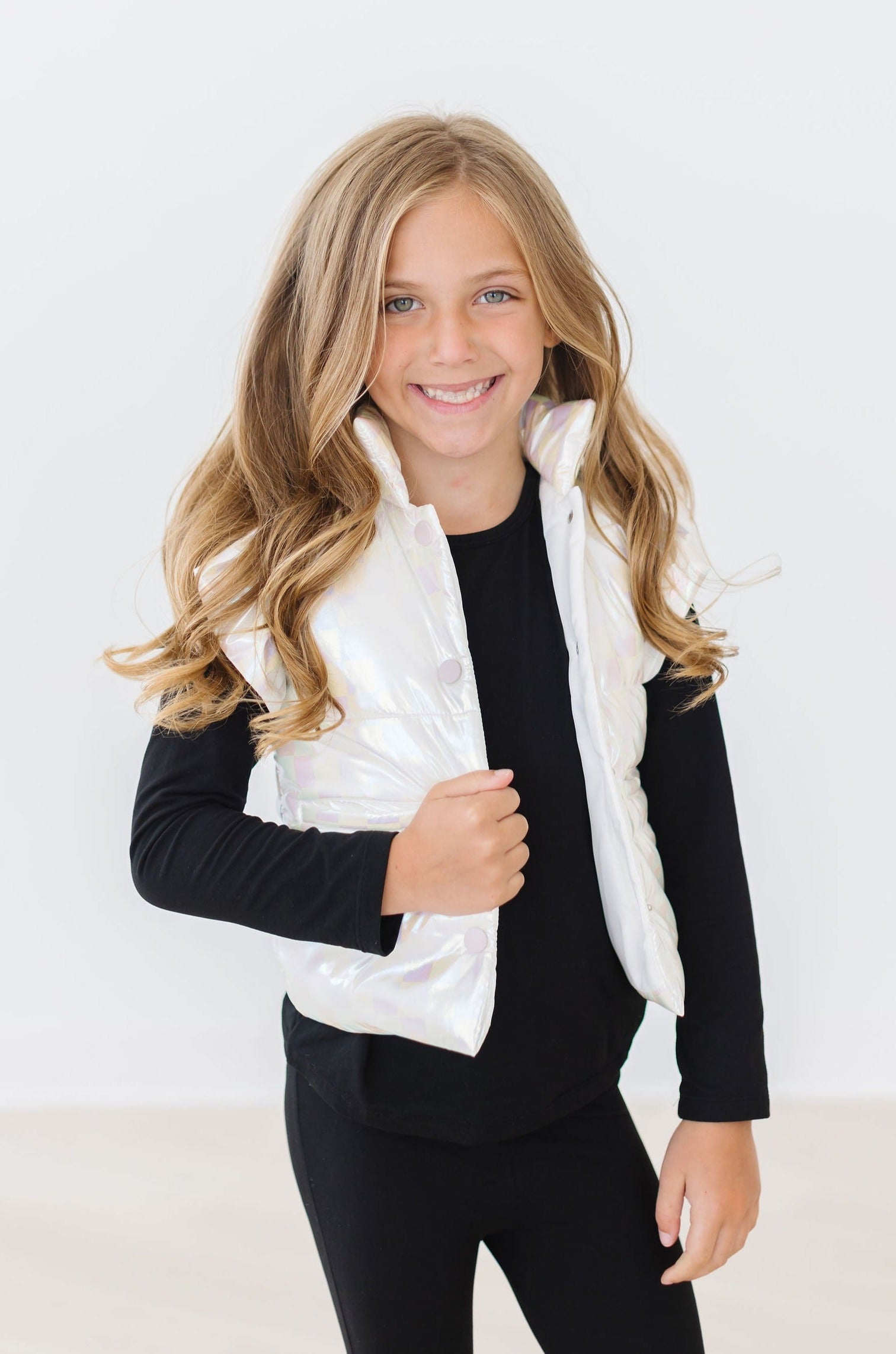 White Checker Puffer Vest - Aaria Tees Aaria Tees