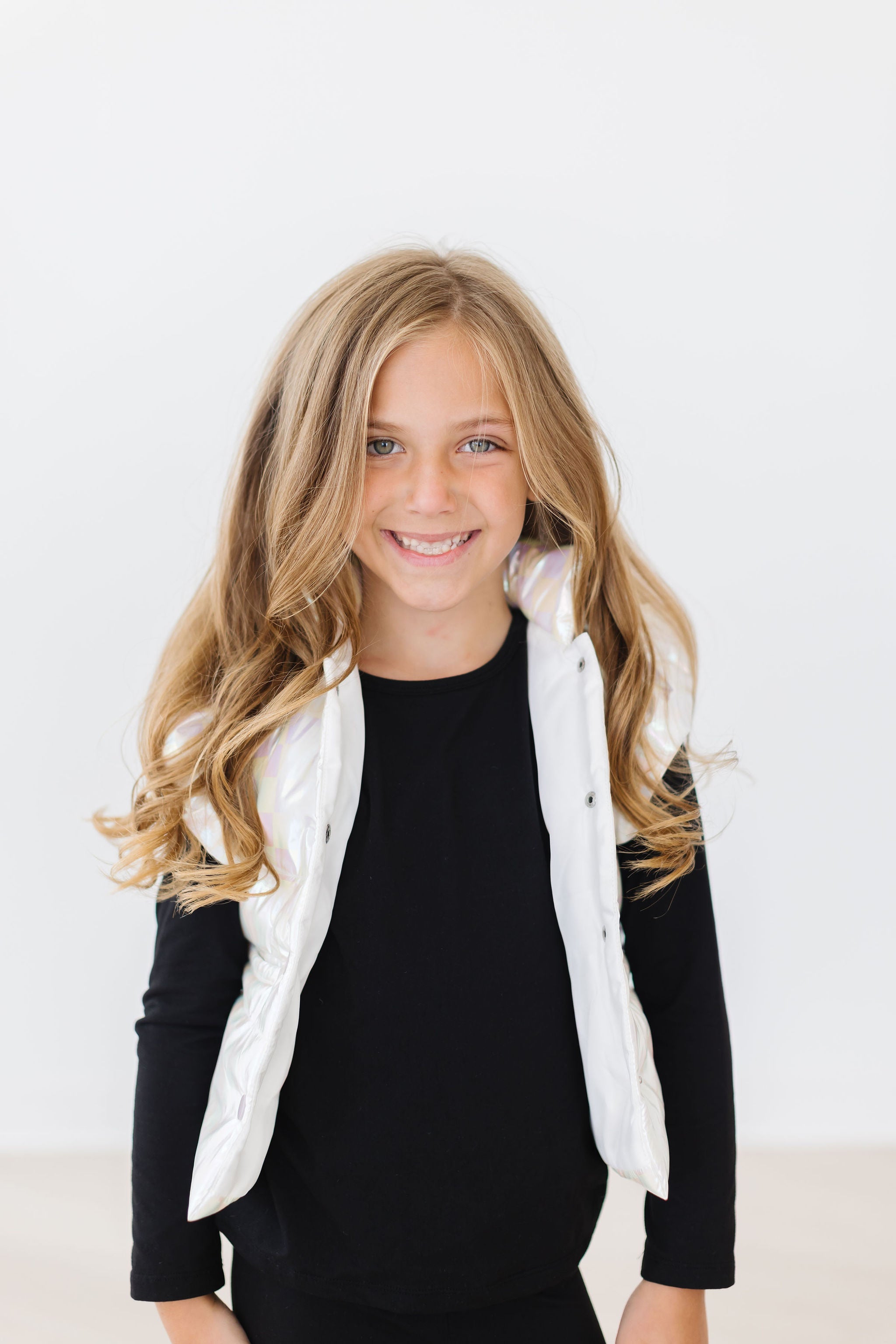 White Checker Puffer Vest - Aaria Tees Aaria Tees