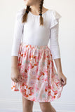 White L/S Flutter Sleeve Leotard - Aaria Tees Aaria Tees