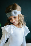 White L/S Flutter Sleeve Leotard - Aaria Tees Aaria Tees