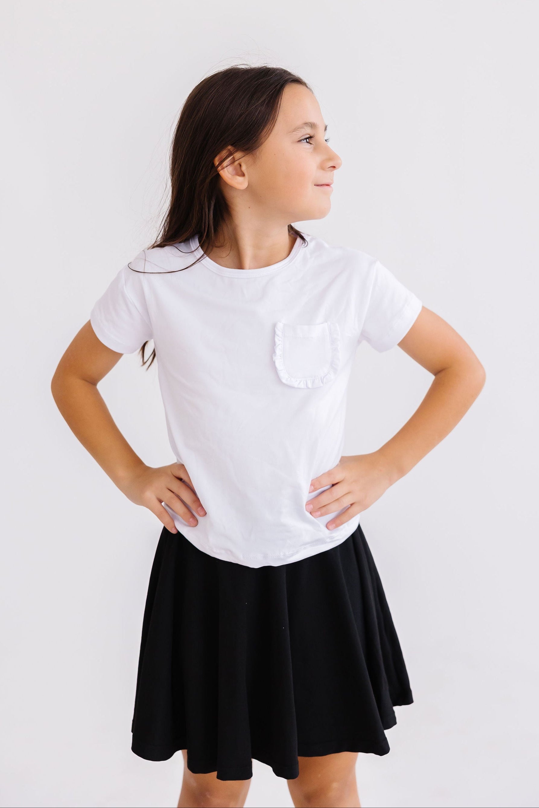 White Ruffle Pocket Tee - Aaria Tees Aaria Tees