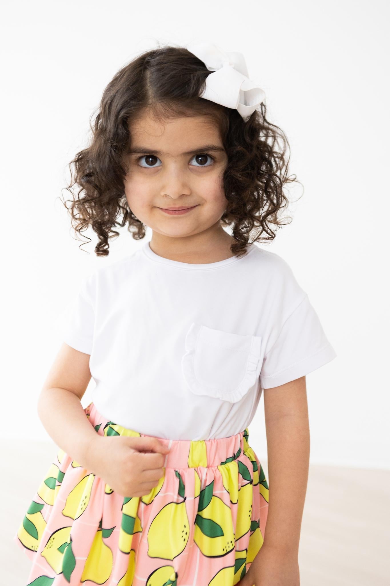 White Ruffle Pocket Tee - Aaria Tees Aaria Tees