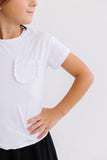 White Ruffle Pocket Tee - Aaria Tees Aaria Tees