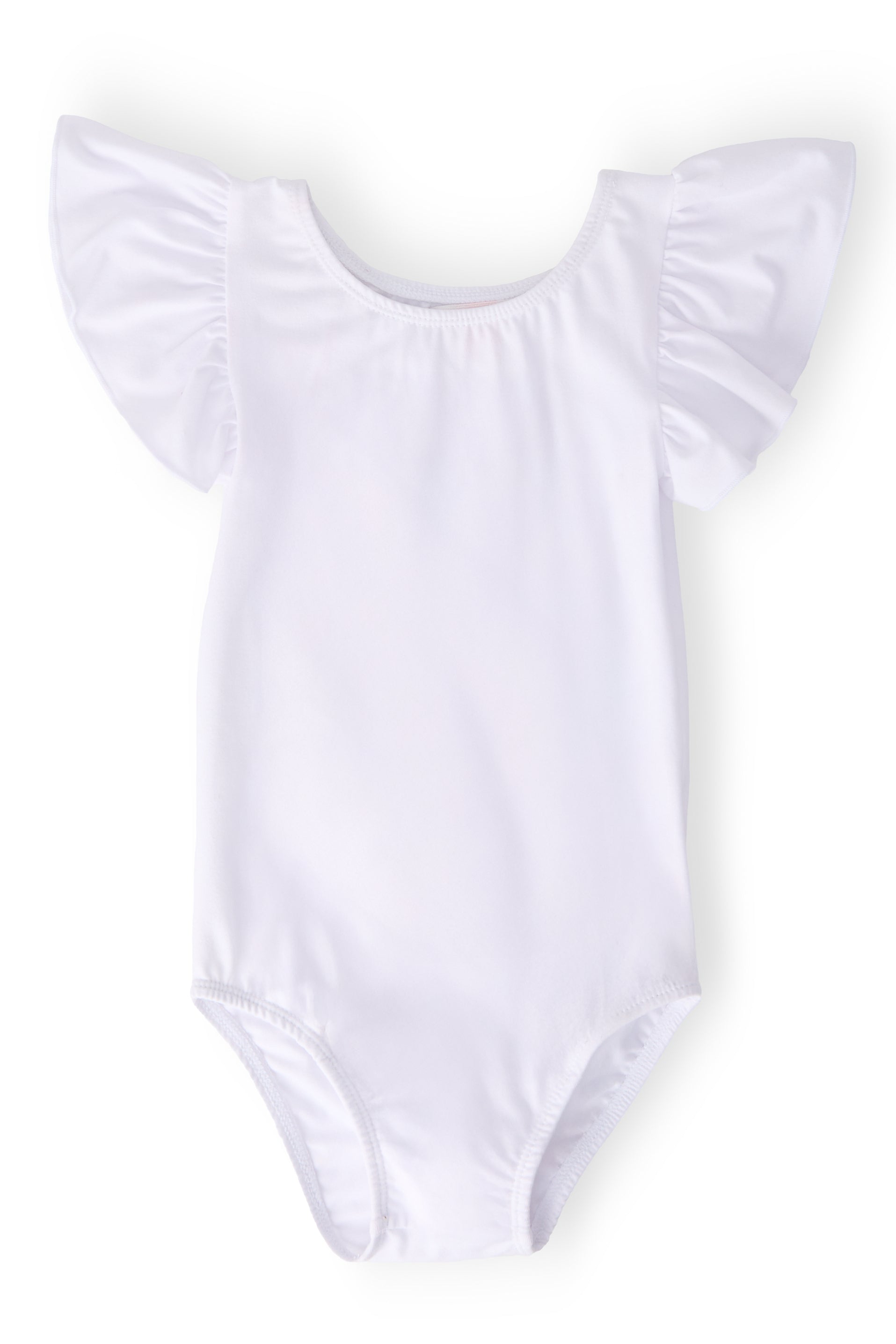 White S/S Flutter Sleeve Leotard - Aaria Tees Aaria Tees