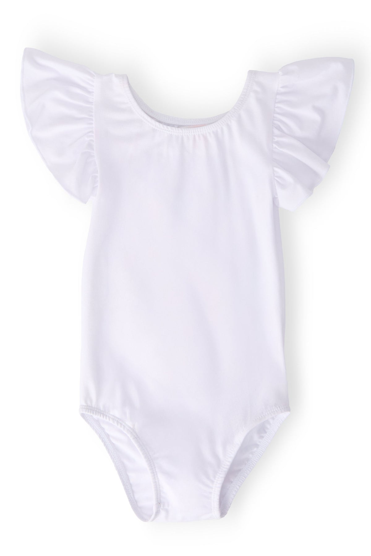White S/S Flutter Sleeve Leotard - Aaria Tees