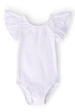 White S/S Flutter Sleeve Leotard - Aaria Tees Aaria Tees