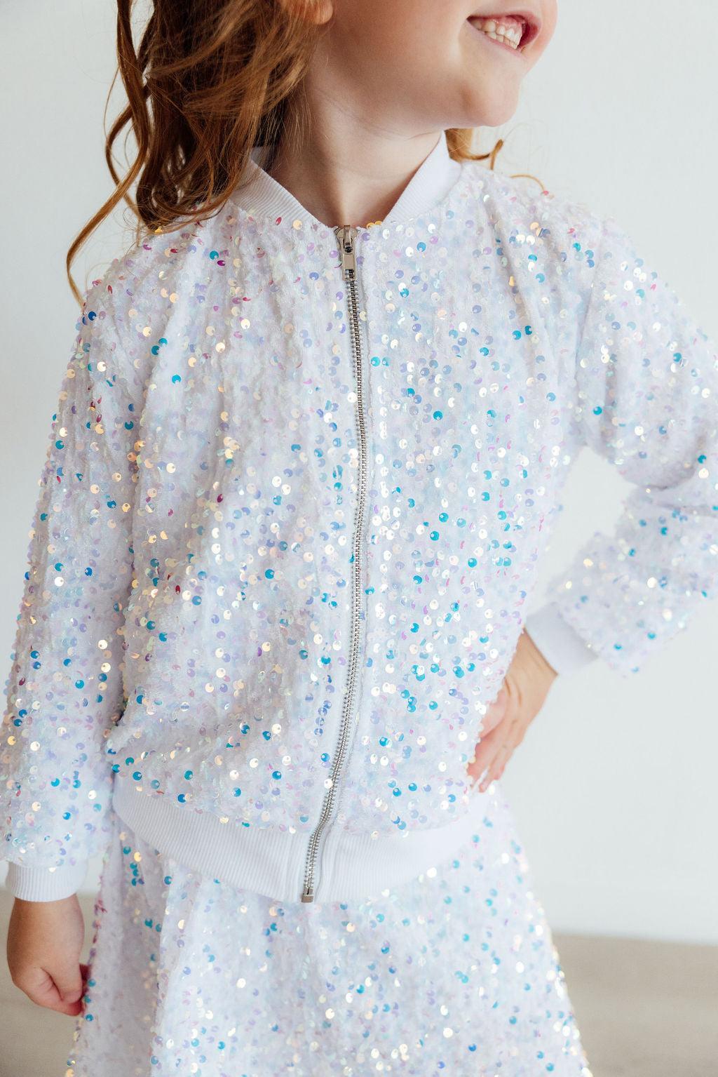White Velvet Sequin Jacket - Aaria Tees Aaria Tees