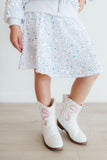 White Velvet Sequin Twirl Skort - Aaria Tees Aaria Tees
