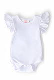 White S/S Flutter Bodysuit - Aaria Tees Aaria Tees