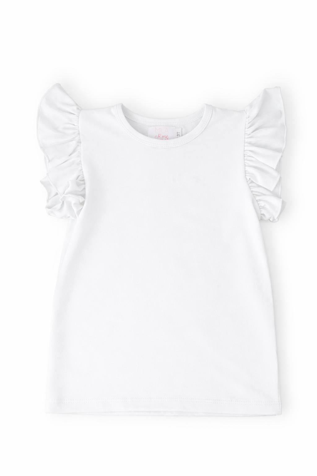 White S/S Ruffle Tee - Aaria Tees Aaria Tees