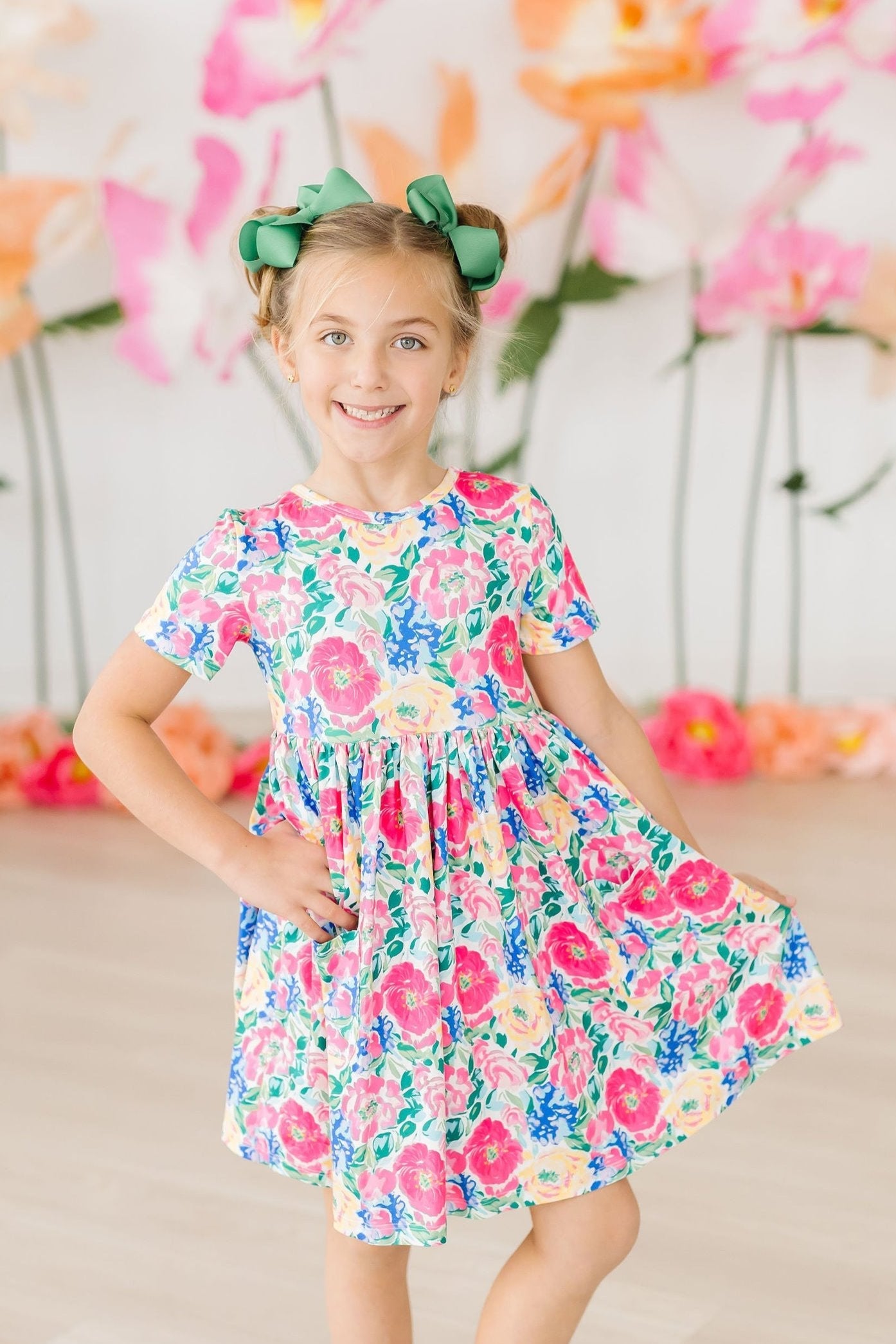 Wildflower Wishes S/S Pocket Twirl Dress - Aaria Tees Aaria Tees