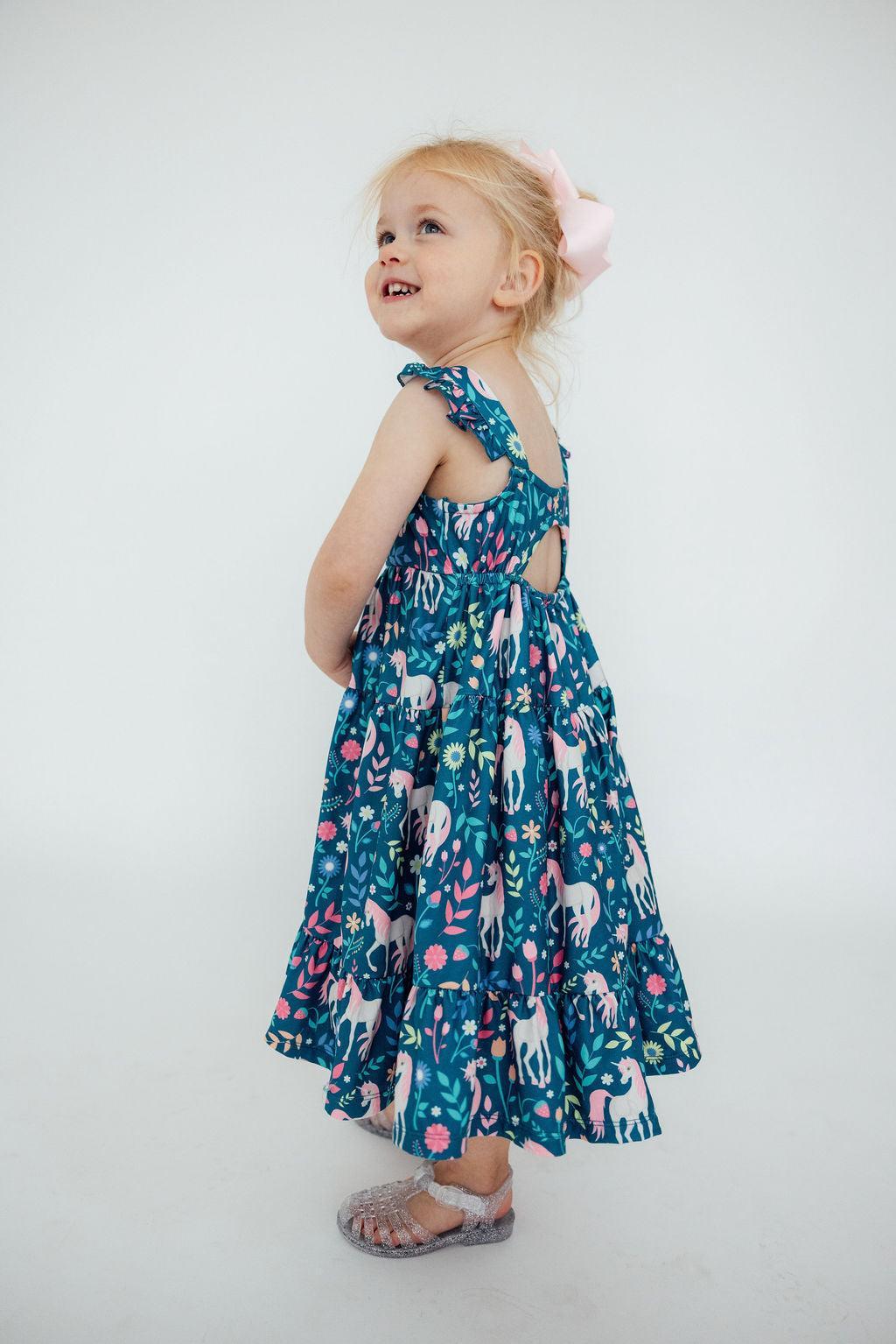 Wish Upon a Unicorn Ruffle Maxi Dress - Aaria Tees Aaria Tees