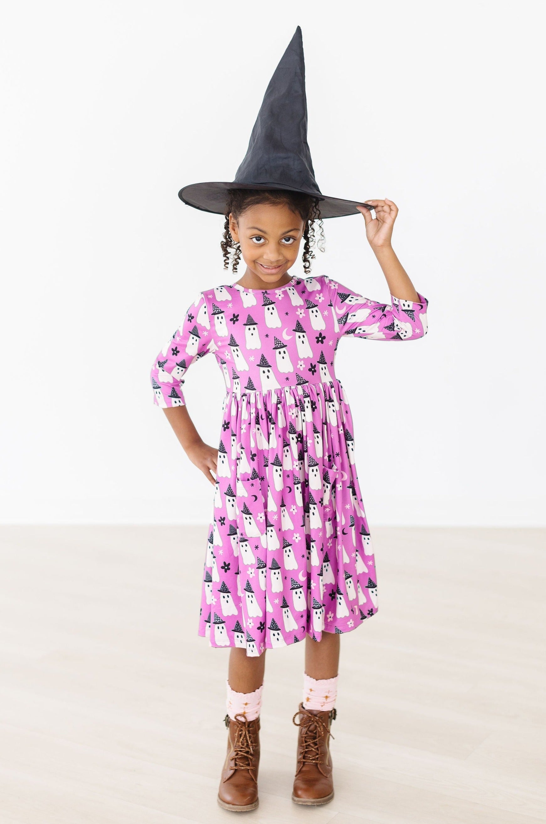 Witches Boo 3/4 Sleeve Pocket Twirl Dress - Aaria Tees Aaria Tees