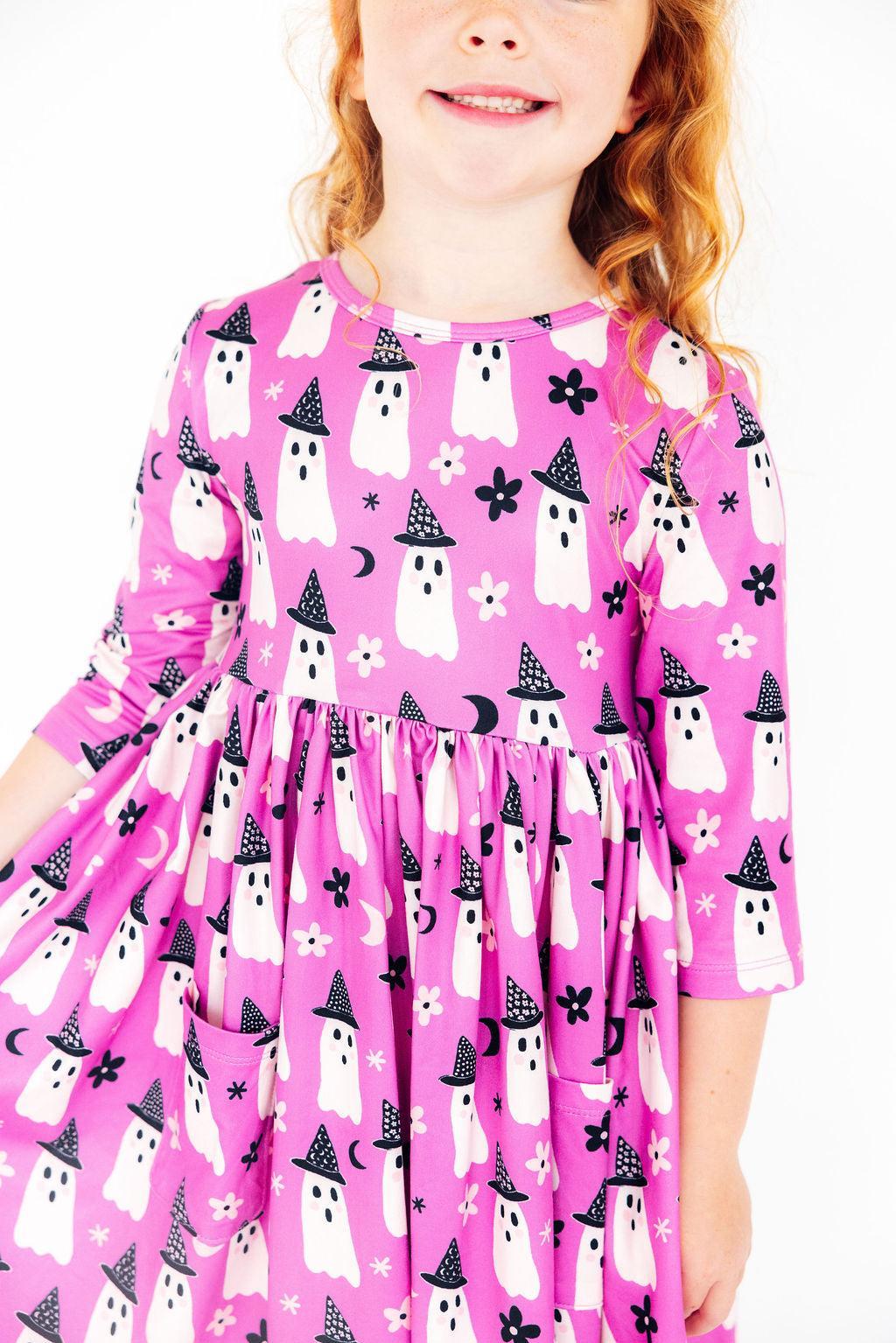 Witches Boo 3/4 Sleeve Pocket Twirl Dress - Aaria Tees Aaria Tees