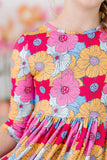 SALE Wonderland Floral 3/4 Sleeve Pocket Twirl Dress - Aaria Tees Aaria Tees