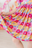 SALE Wonderland Floral 3/4 Sleeve Pocket Twirl Dress - Aaria Tees Aaria Tees