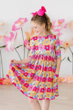 SALE Wonderland Floral 3/4 Sleeve Pocket Twirl Dress - Aaria Tees Aaria Tees